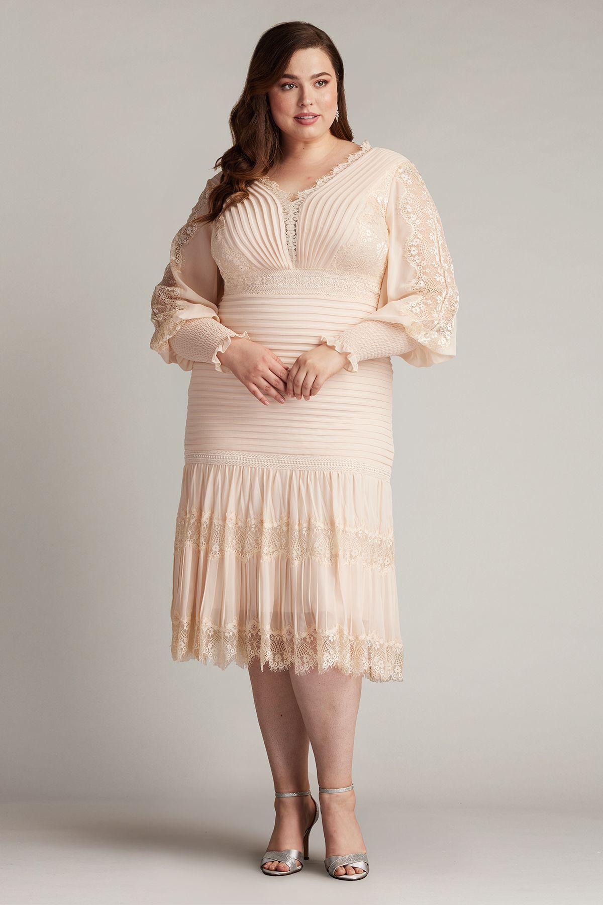 Nyssa Bishop Sleeeve Dress - PLUS SIZE PETAL | Tadashi Shoji