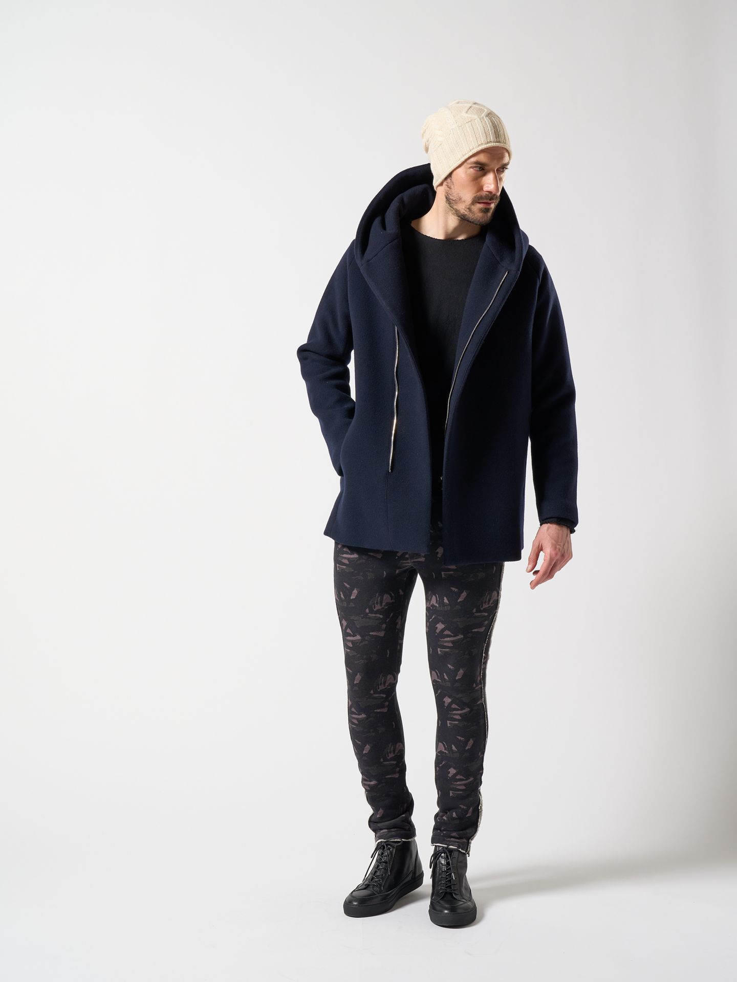 wjk - 【予約品】 zip witch coat / フーデットコート / ネイビー | BRYAN