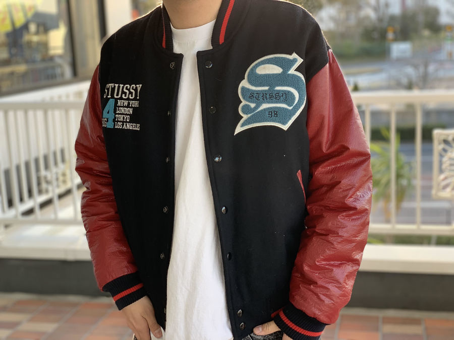 STUSSY BIG4スタジャン Lサイズ レッド/ホワイト 【公式通販】