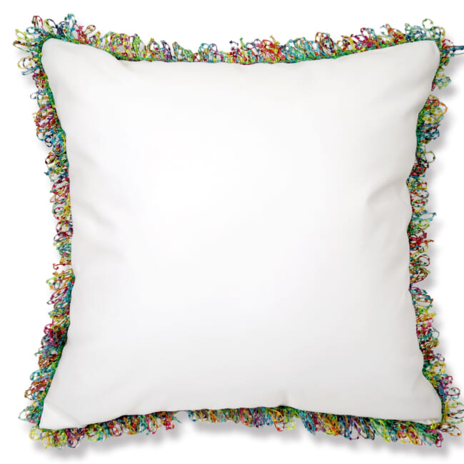 花畑 カラフル フリンジ クッションカバー ホワイト 45×45cm – ザ
