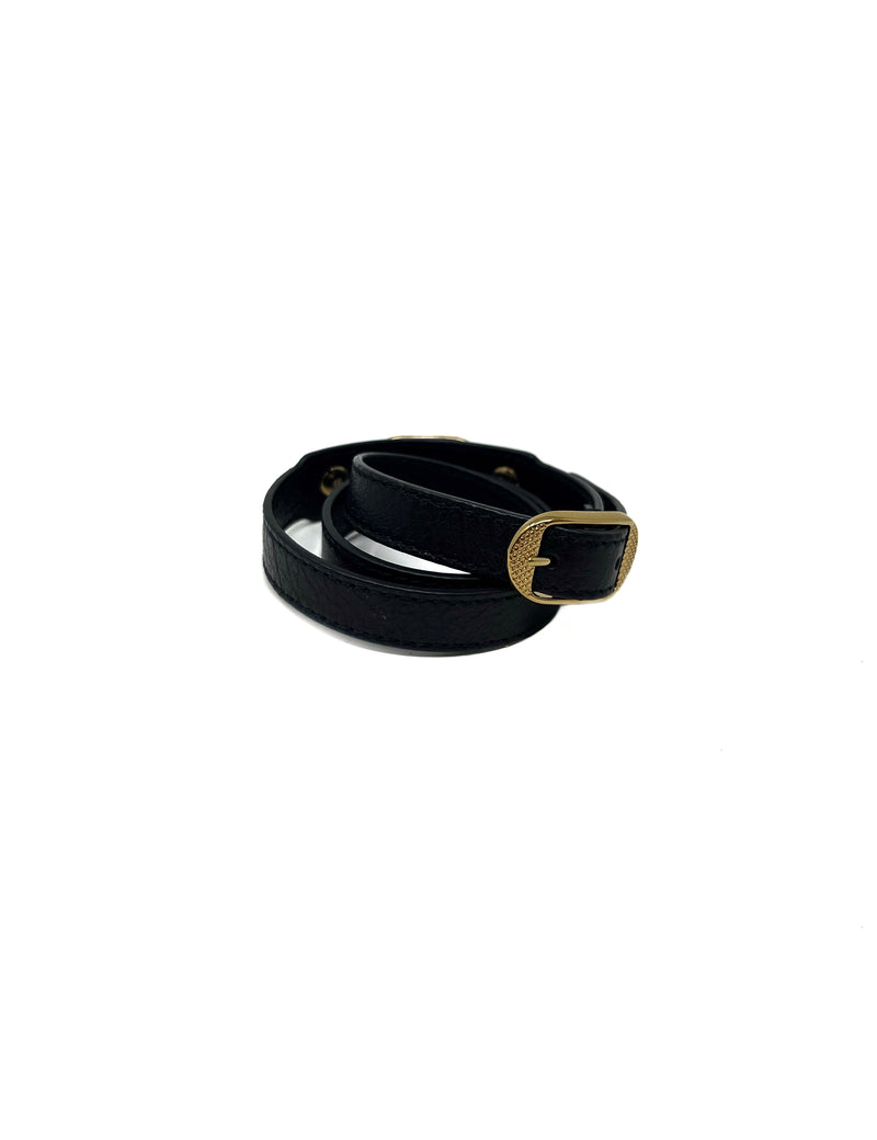 Balenciaga Black/Gold 'Arena' Leather Wrap Bracelet – The Little Bird