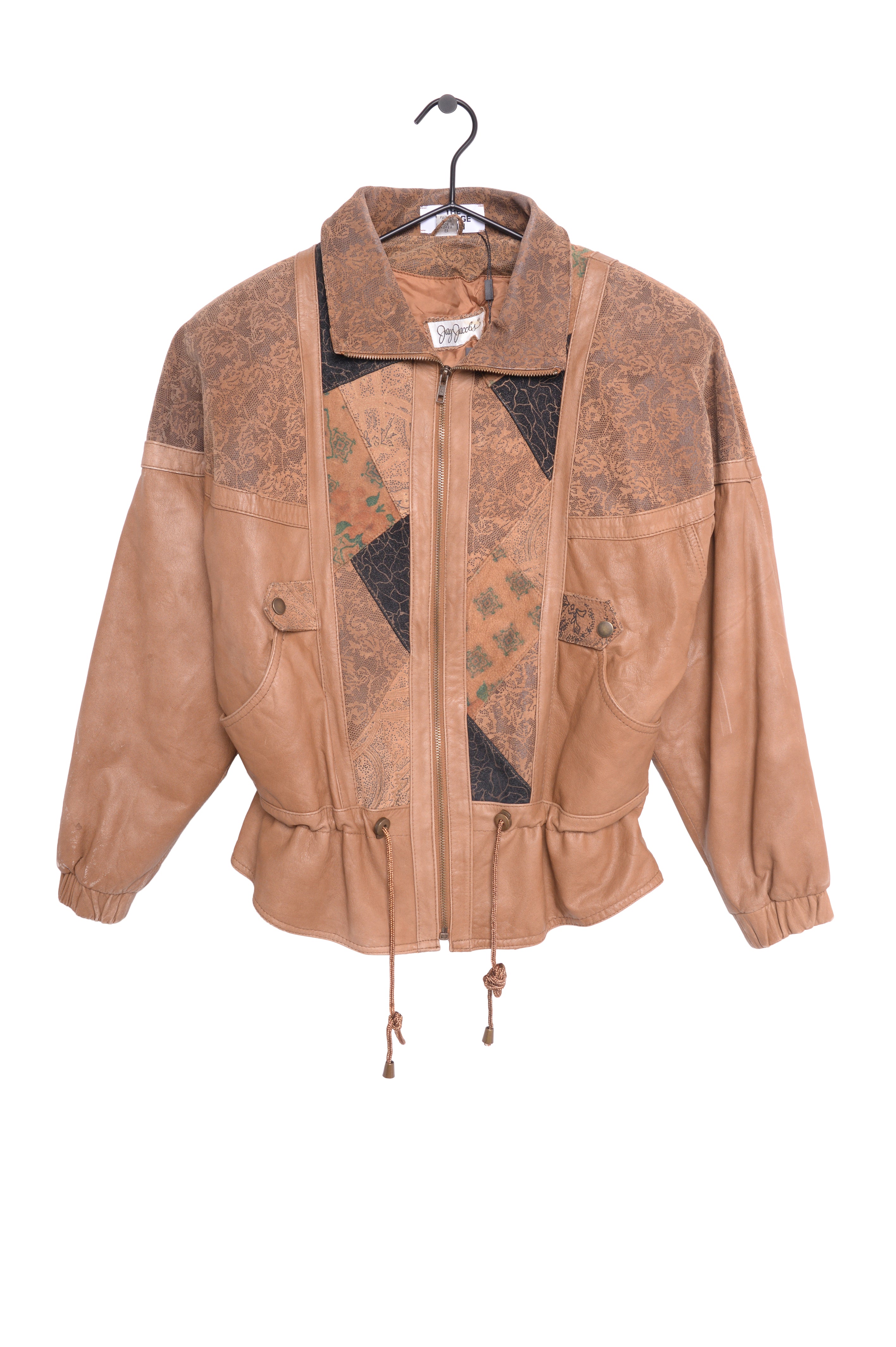 1980s Patchwork Leather Jacket Free Shipping - The Vintage Twin