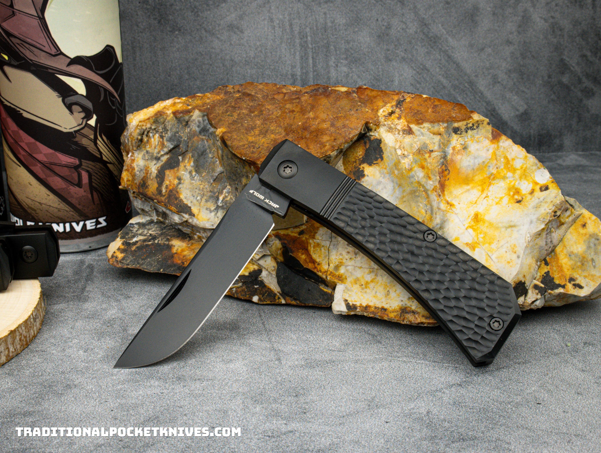 Jack Wolf Knives Pioneer Jack Jigged Titanium DLC - C. Risner
