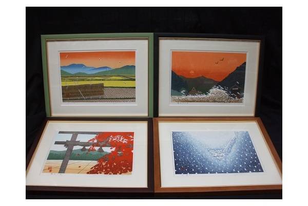 佐野せいじ 木版画 心の故郷十二ヶ月の内 5点セット 佐野