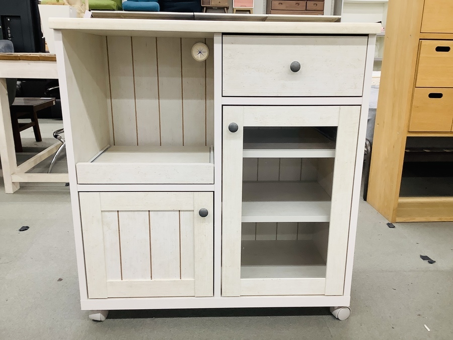 ニトリ カウンターワゴン レンジ台 リズバレー ナチュラルホワイト入荷