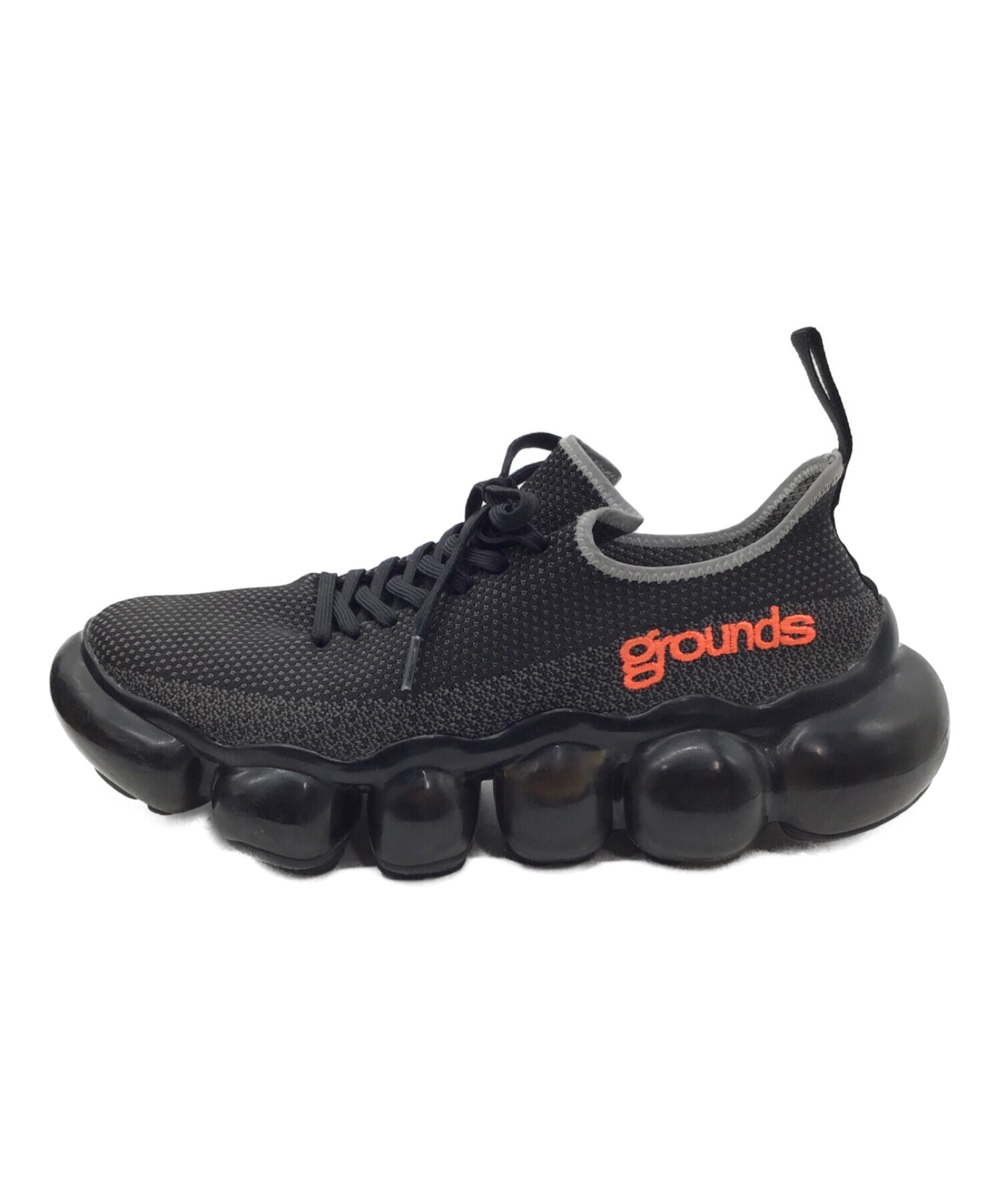 grounds. ブラック メッシュ スニーカー grounds ブラック スニーカー