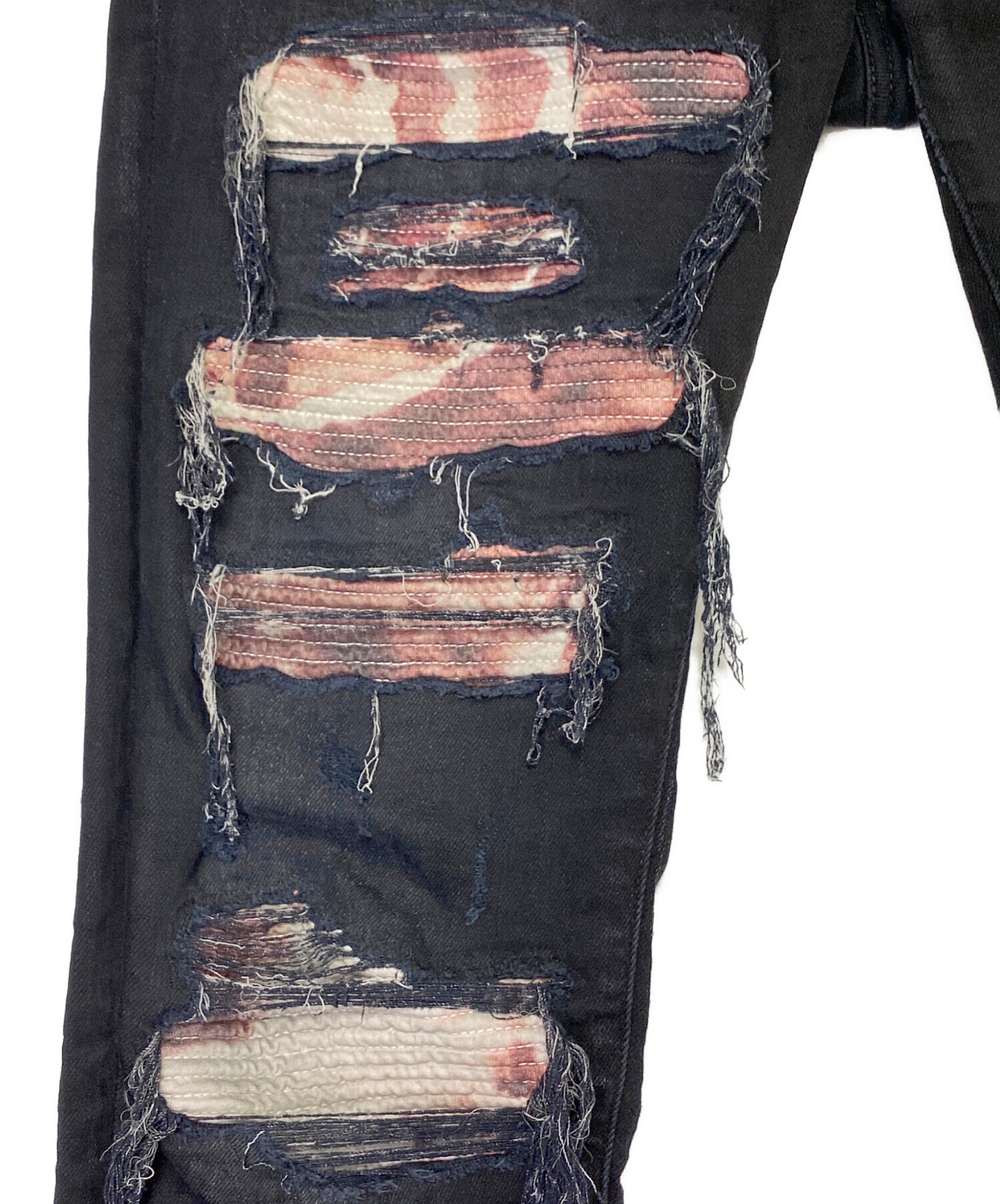 中古・古着通販】AMIRI (アミリ) ダメージ加工バンダナパンツ ブラック