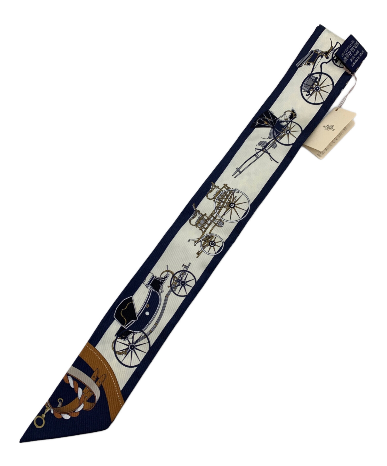 中古・古着通販】HERMES (エルメス) ツイリー 馬車の変遷 ネイビー