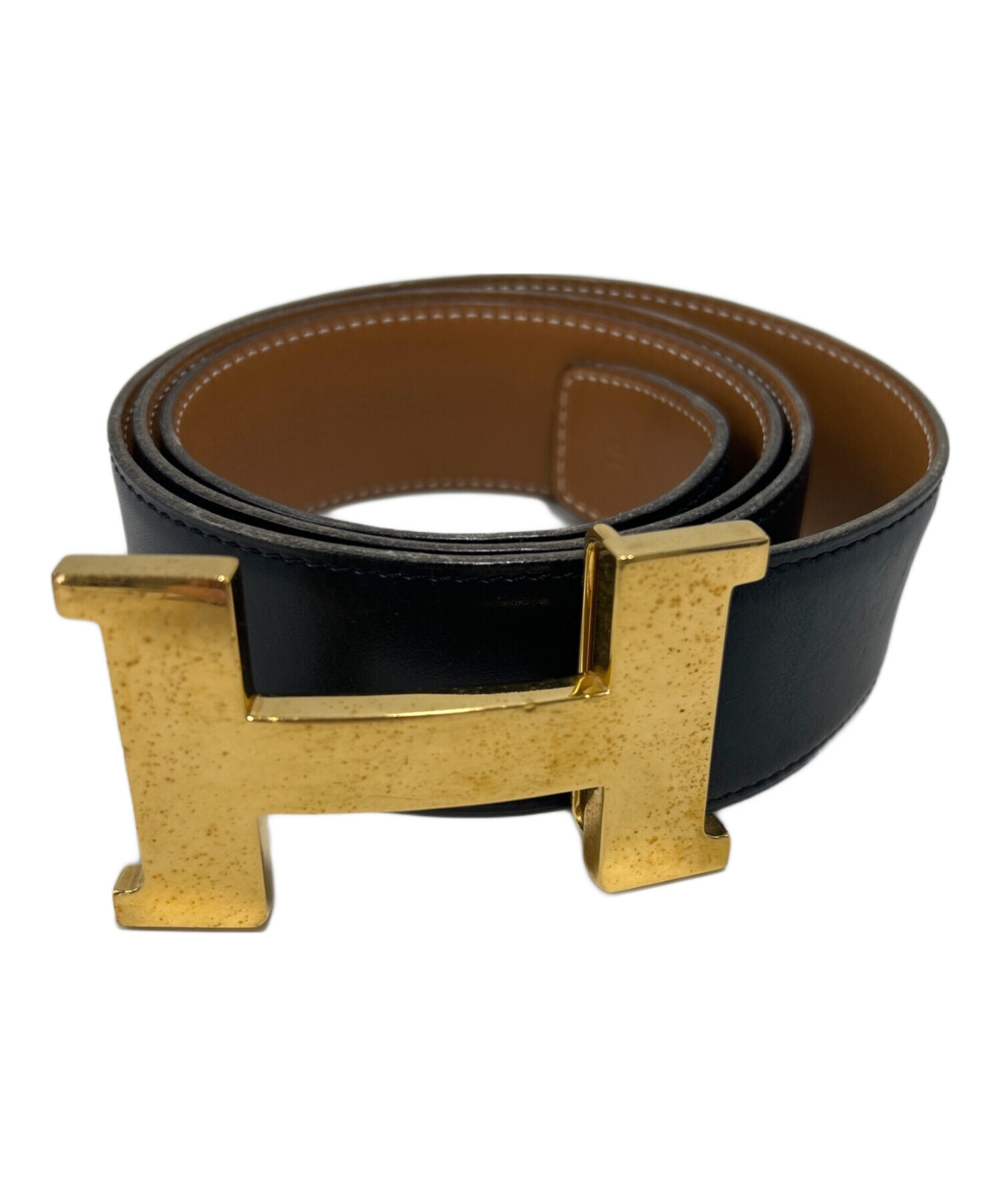 中古・古着通販】HERMES (エルメス) Hバックルレザーベルト ブラック