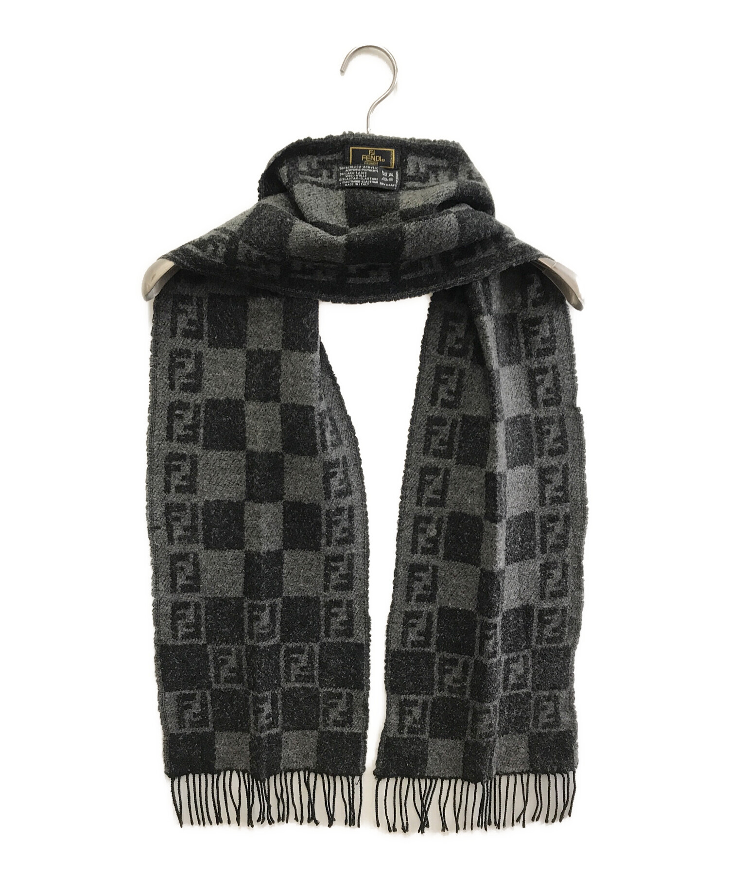 中古・古着通販】FENDI (フェンディ) マフラー ブラック×グレー