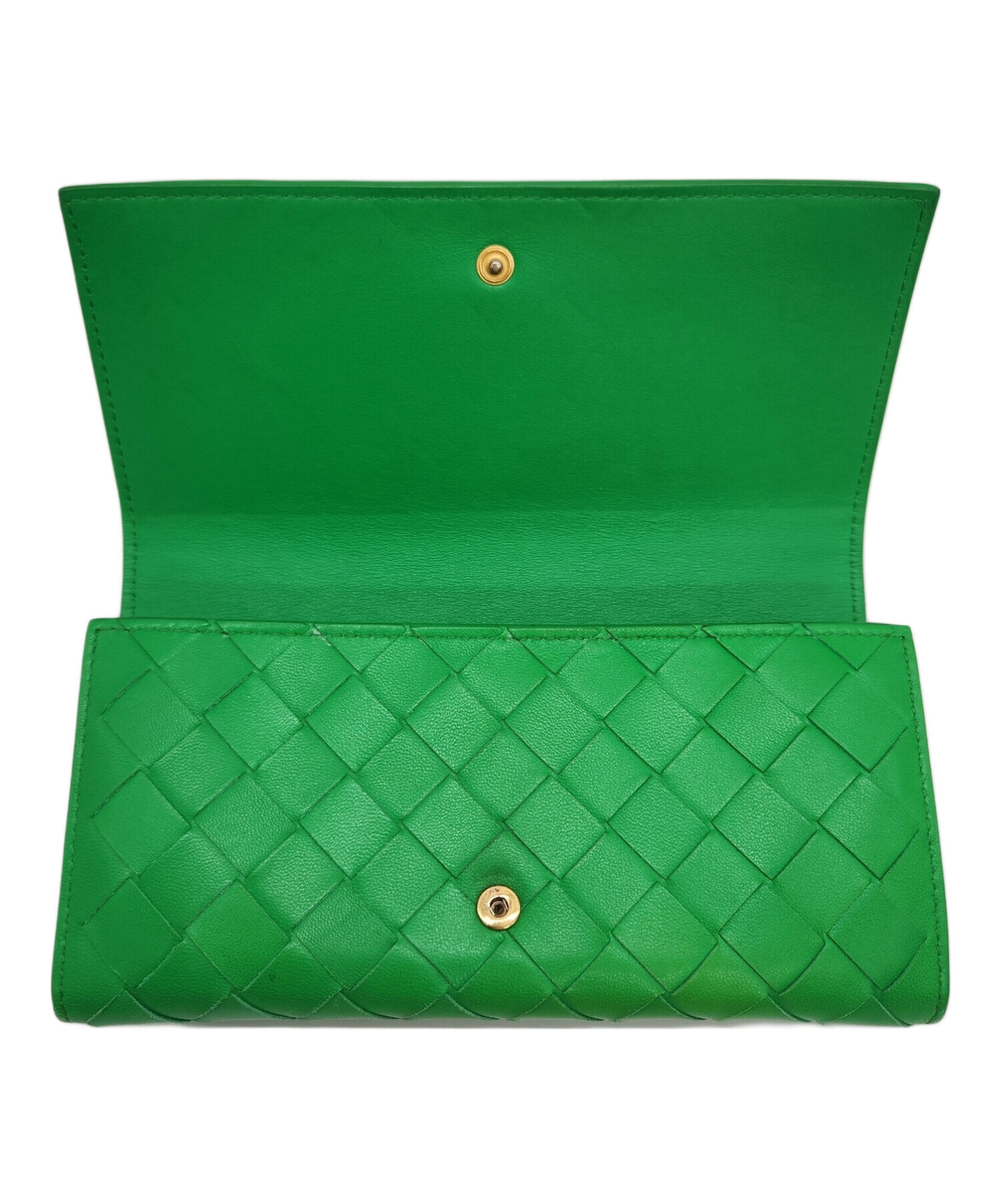 中古・古着通販】BOTTEGA VENETA (ボッテガベネタ) 長財布 グリーン