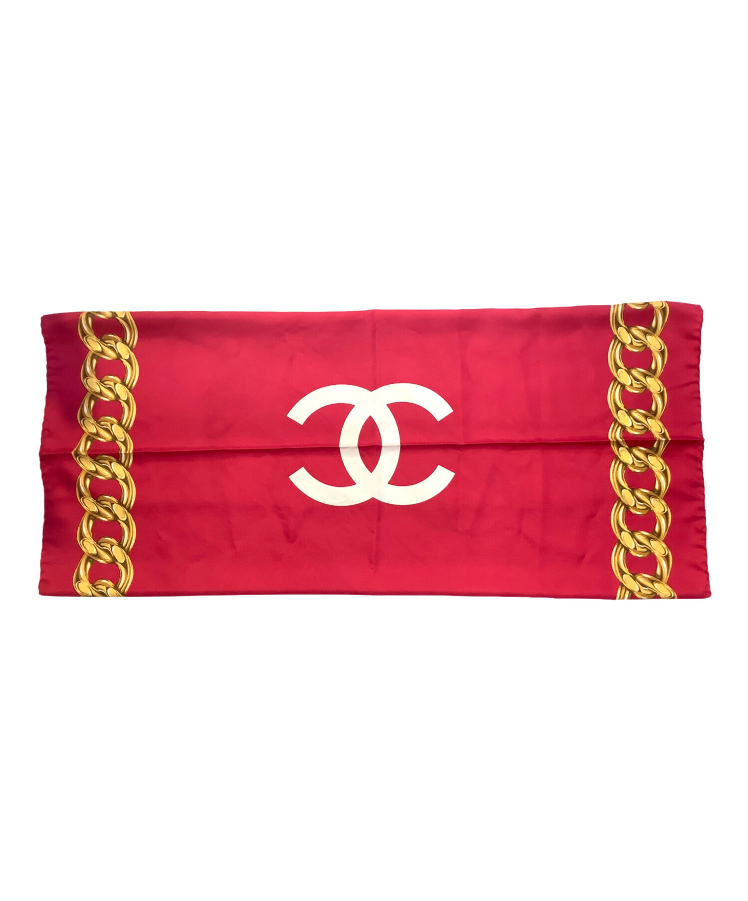 中古・古着通販】CHANEL (シャネル) チェーン柄 シルクスカーフ レッド