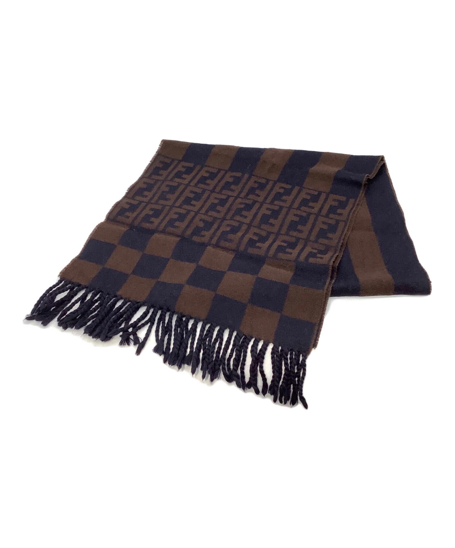 中古・古着通販】FENDI (フェンディ) ズッカ ウールマフラー ネイビー