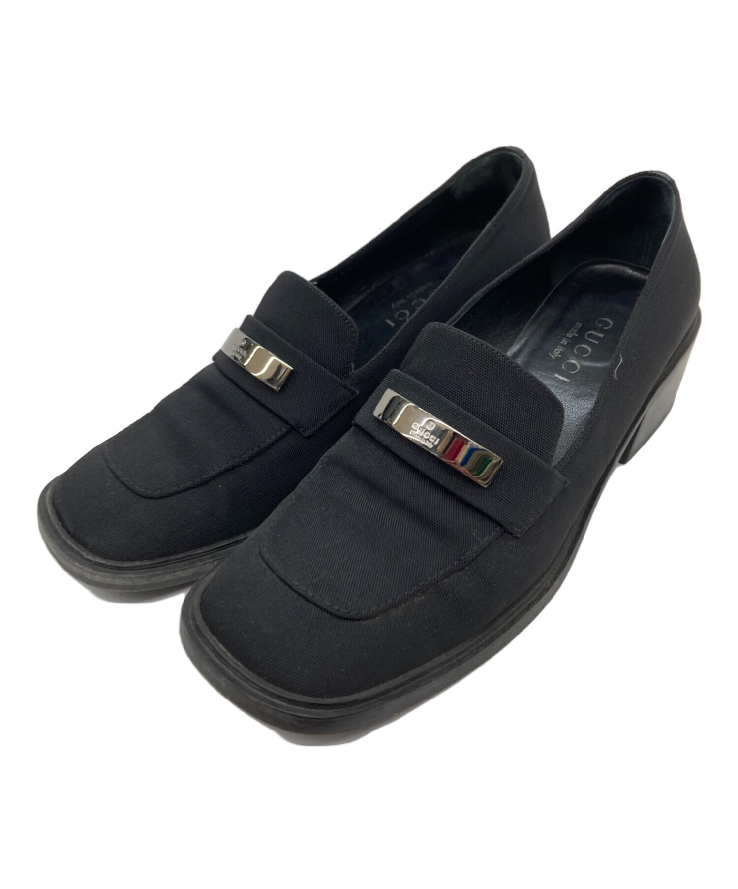 中古・古着通販】GUCCI (グッチ) ローファー スクエアトゥ ブラック