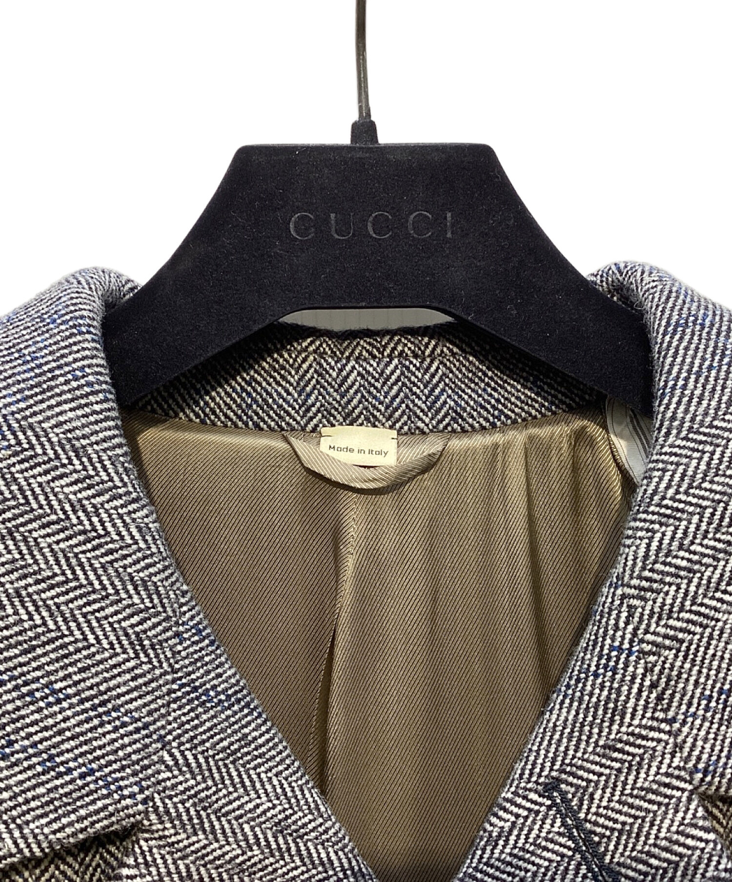 中古・古着通販】GUCCI (グッチ) 千鳥格子シングルコート グレー