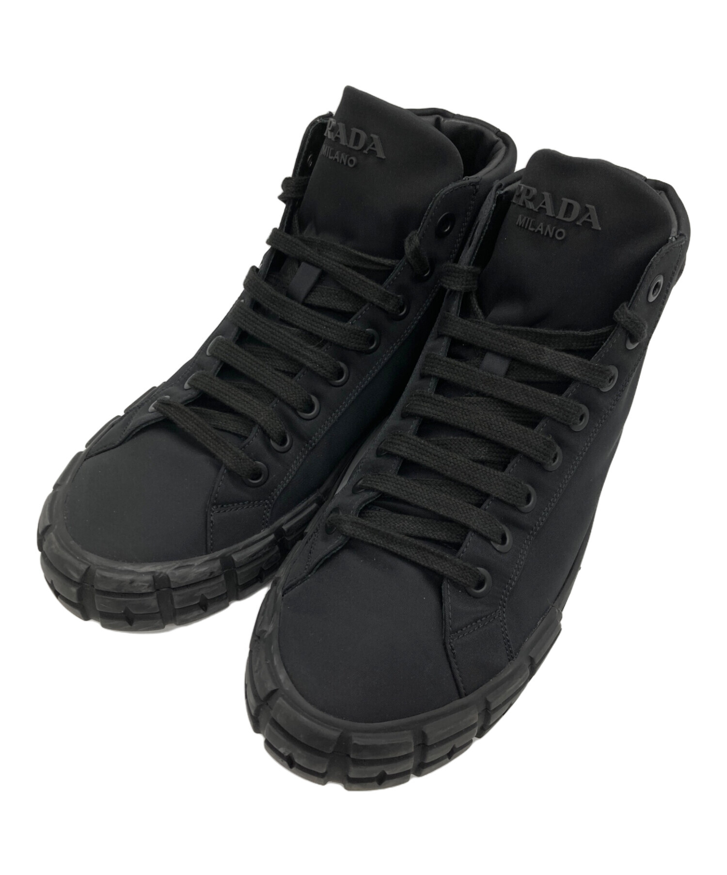 中古・古着通販】PRADA (プラダ) ハイカットスニーカー ブラック
