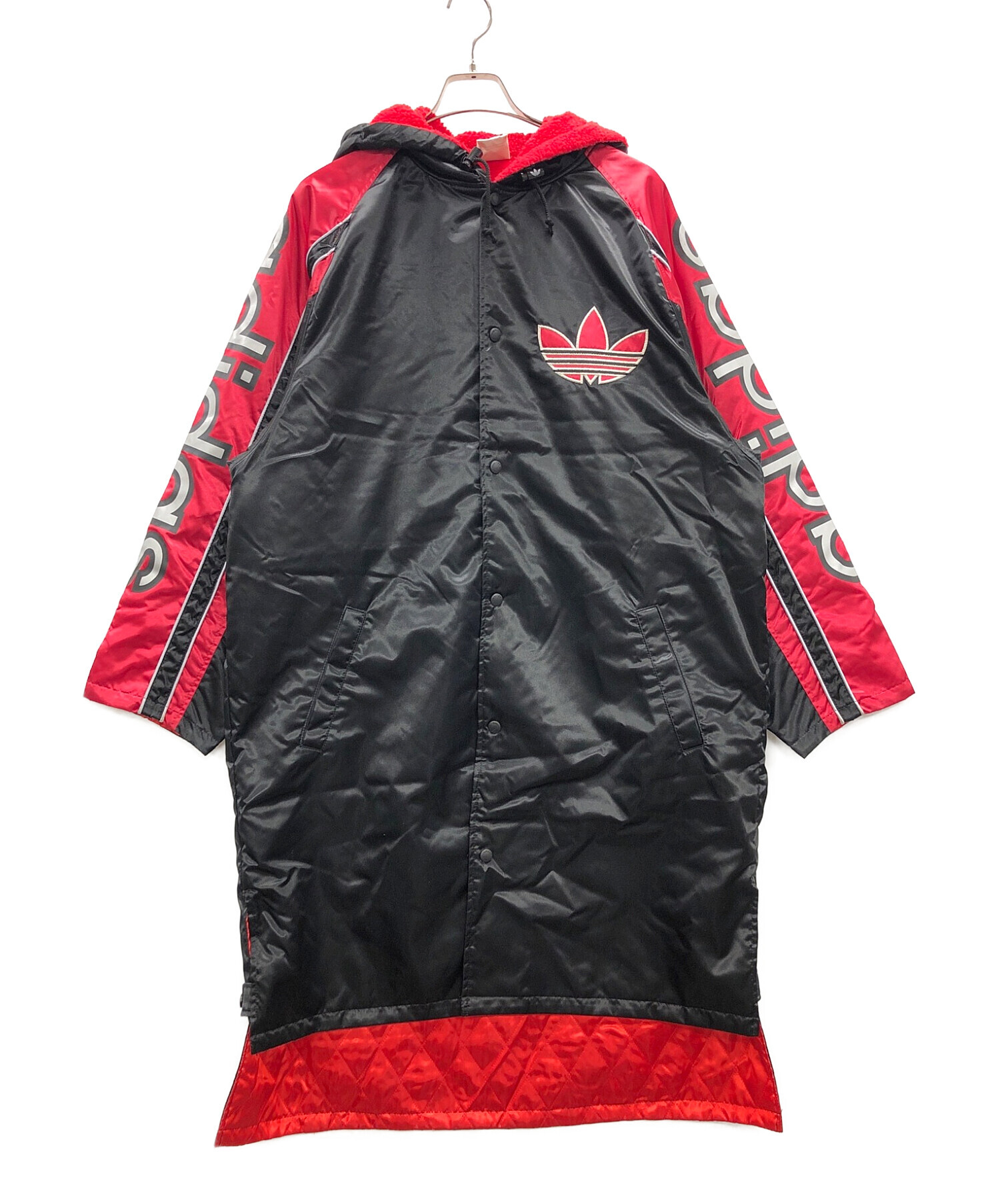 中古・古着通販】adidas (アディダス) ベンチコート ブラック×レッド