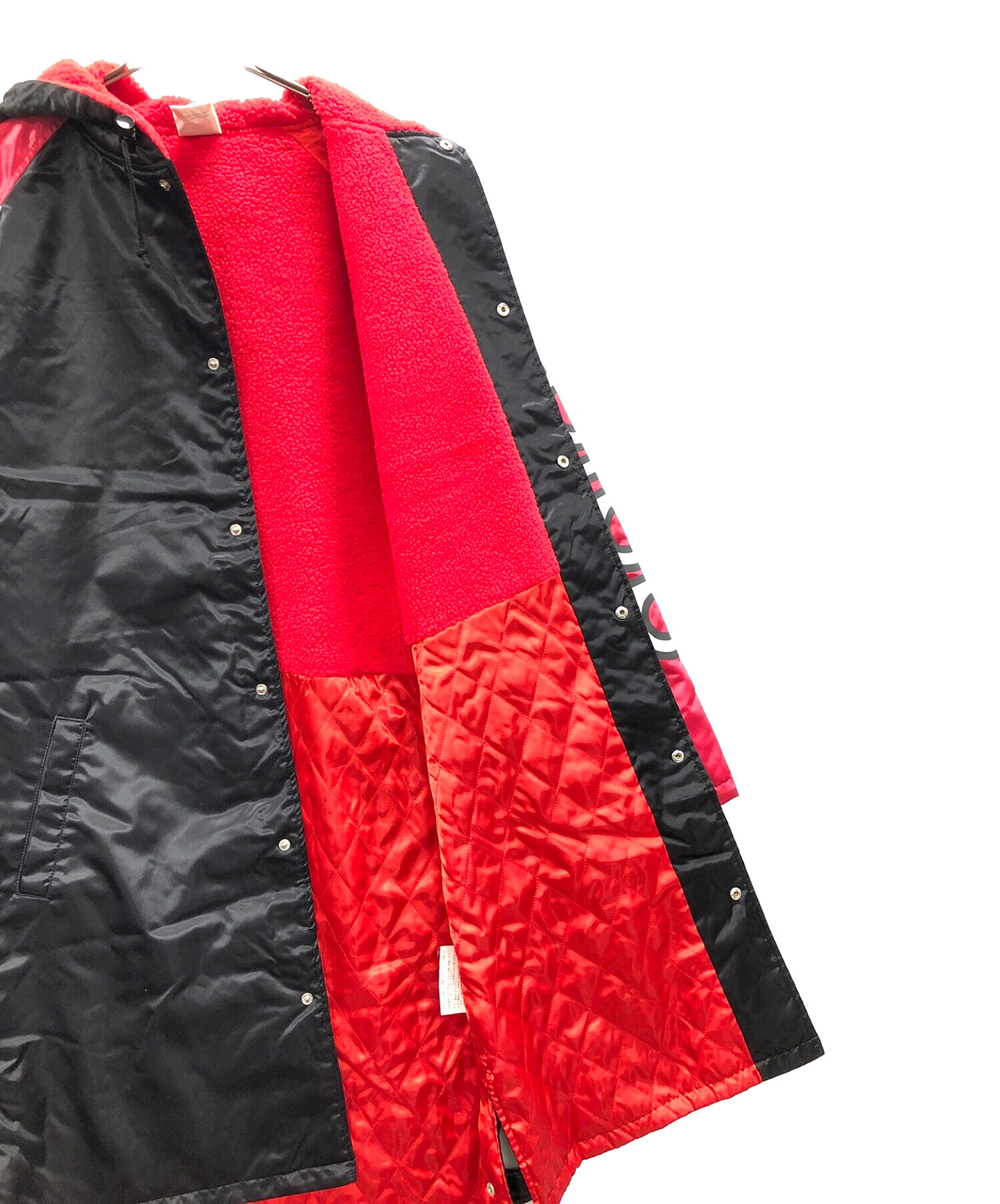 中古・古着通販】adidas (アディダス) ベンチコート ブラック×レッド
