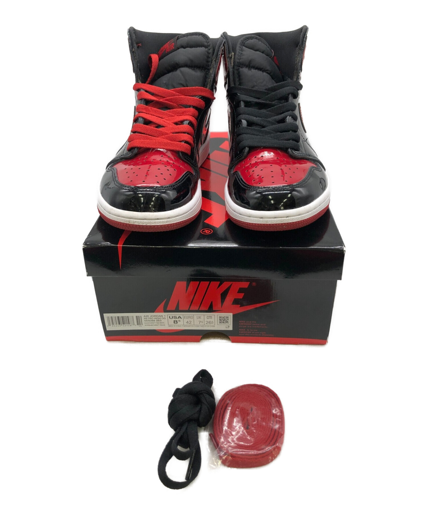 中古・古着通販】NIKE (ナイキ) ハイカットスニーカー ブラック×レッド