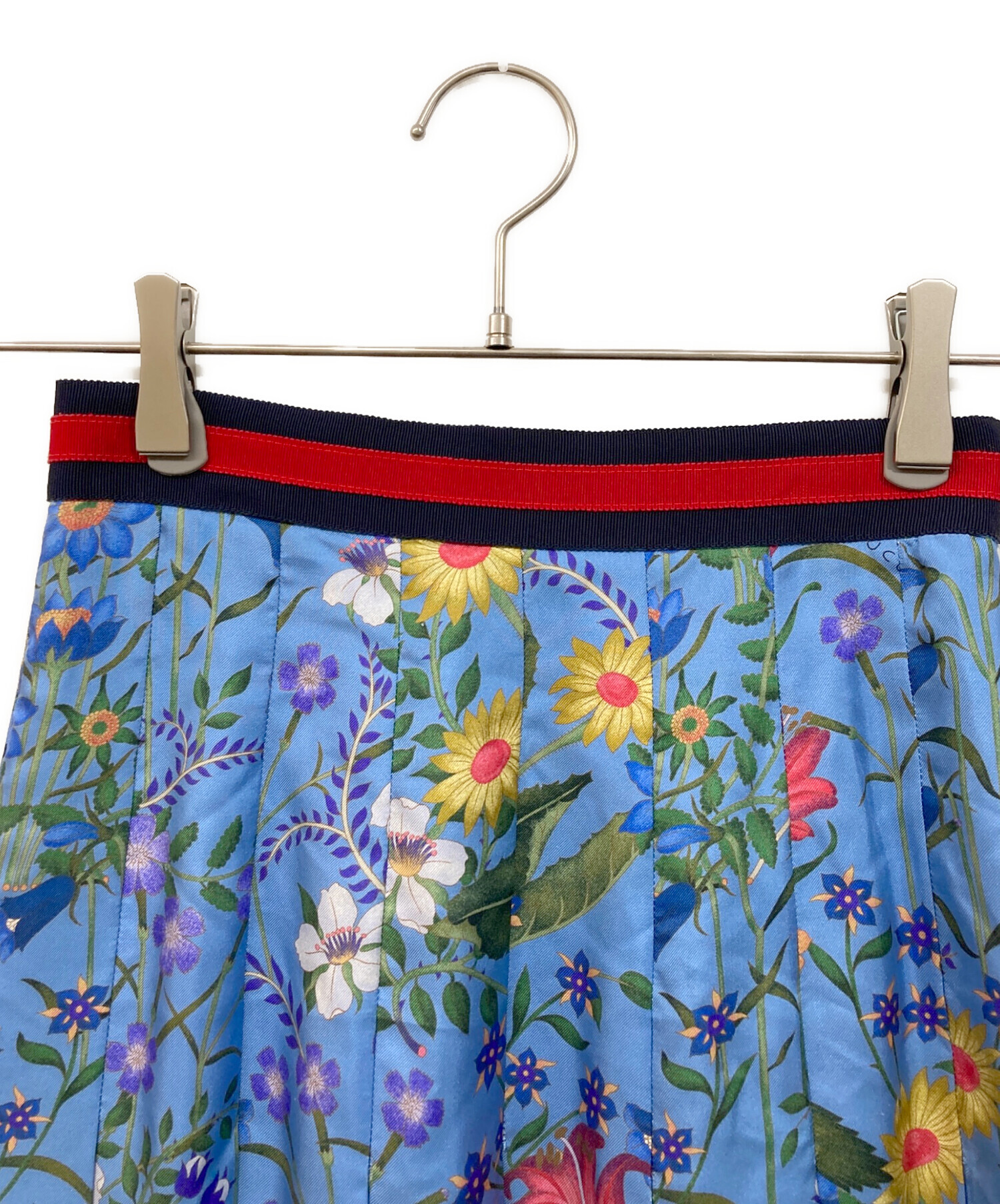 中古・古着通販】GUCCI (グッチ) フローラルシルクスカート ブルー