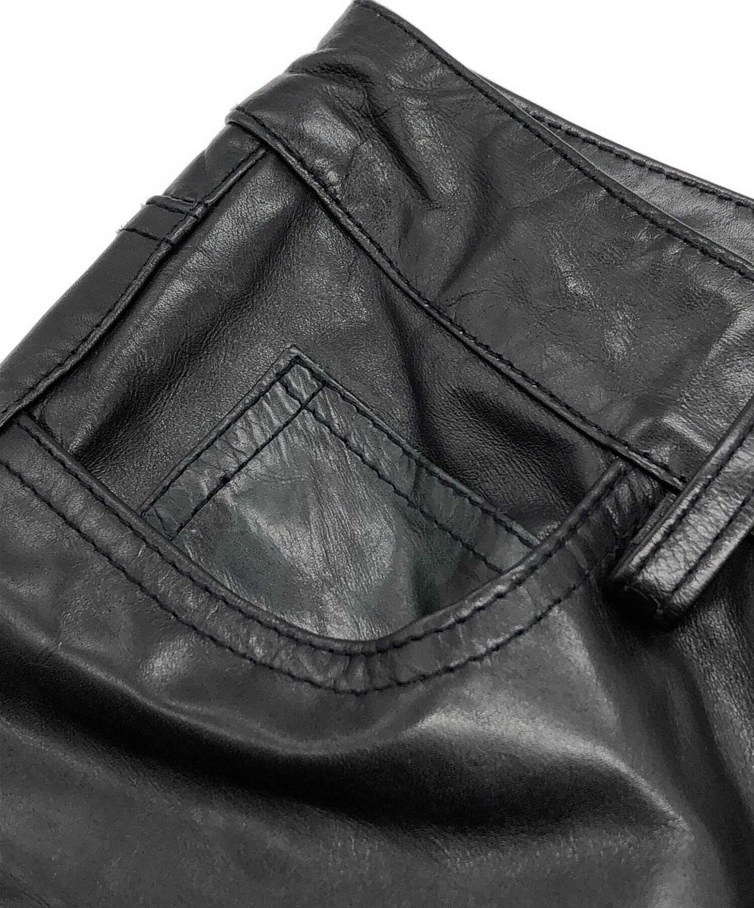 中古・古着通販】GAP (ギャップ) ブーツカットレザーパンツ ブラック