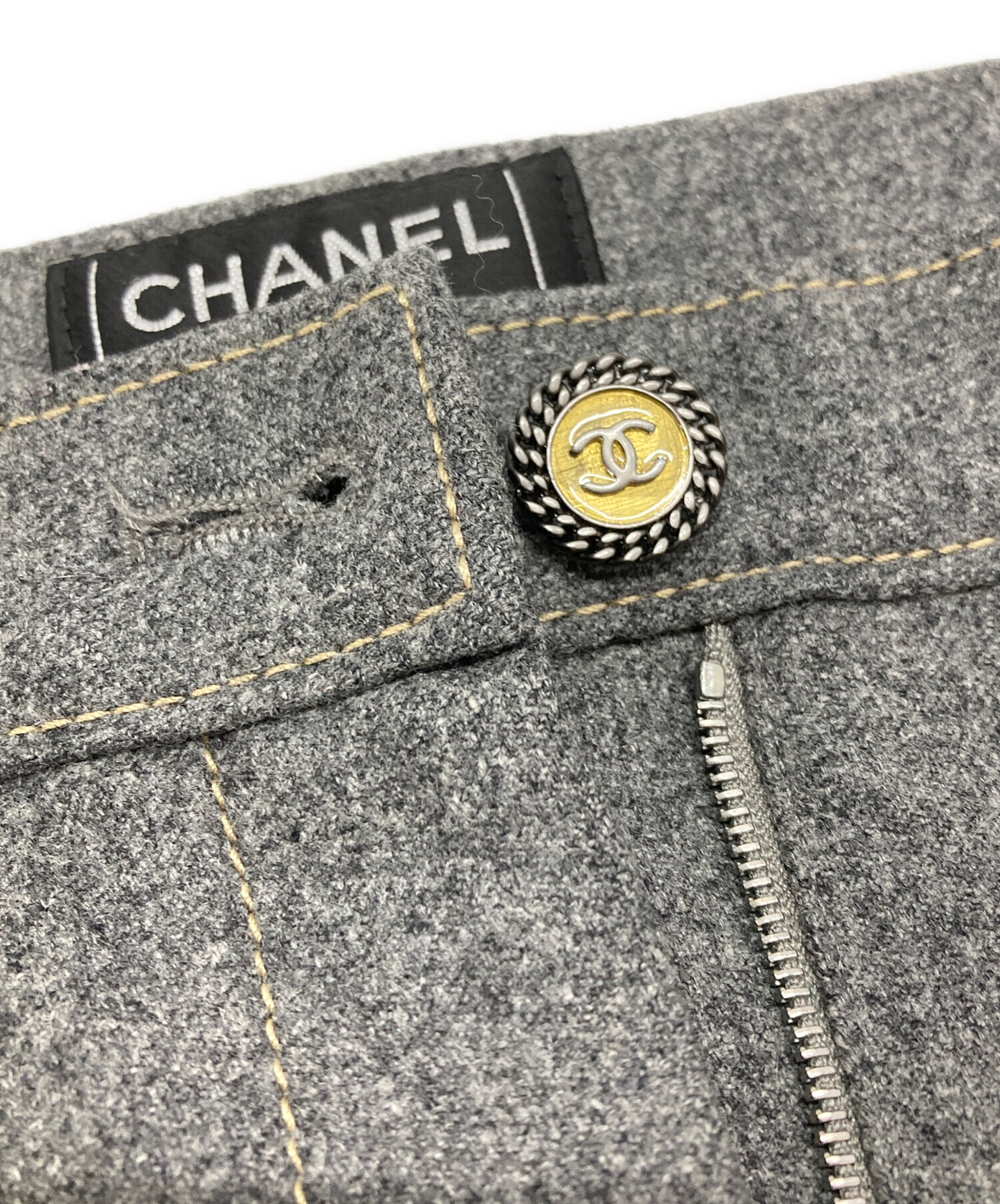 中古・古着通販】CHANEL (シャネル) ココボタンプリーツウールスカート
