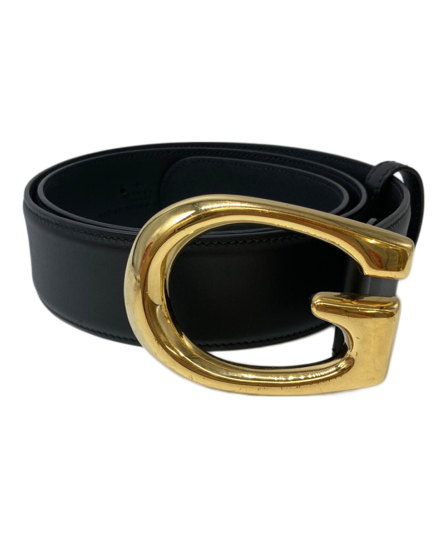 中古・古着通販】GUCCI (グッチ) Gバックルレザーベルト ブラック