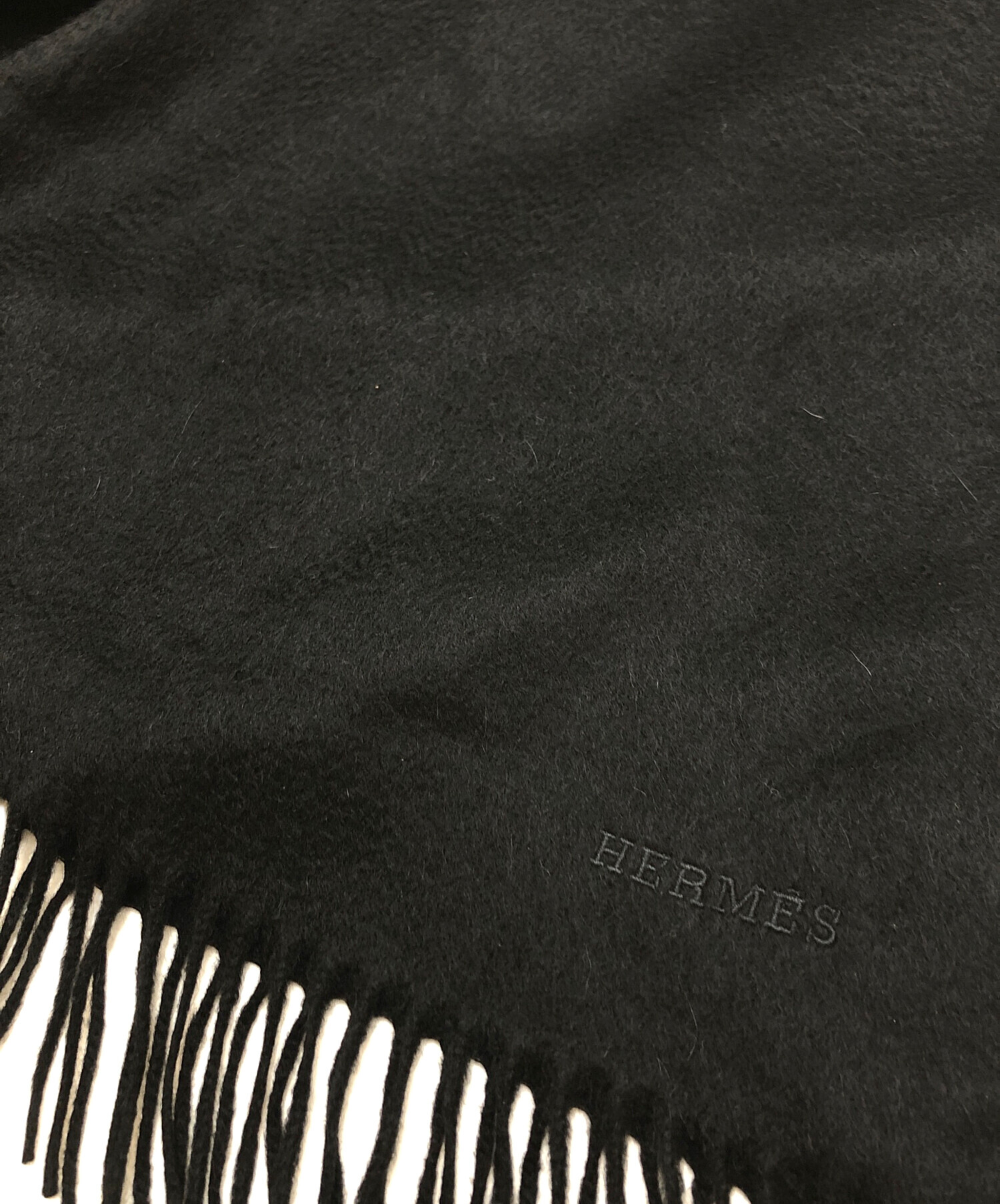 中古・古着通販】HERMES (エルメス) カシミヤ大判ストール ブラック