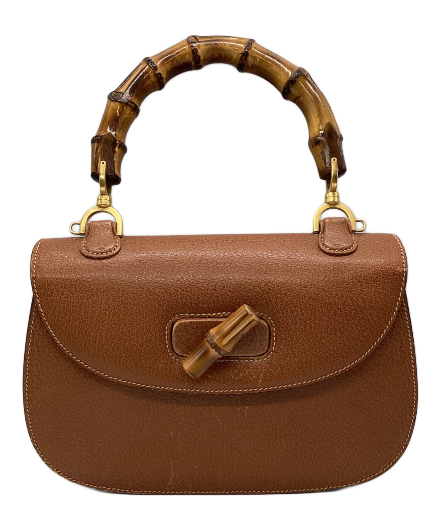 中古・古着通販】GUCCI (グッチ) バンブーターンロックバッグ ブラウン