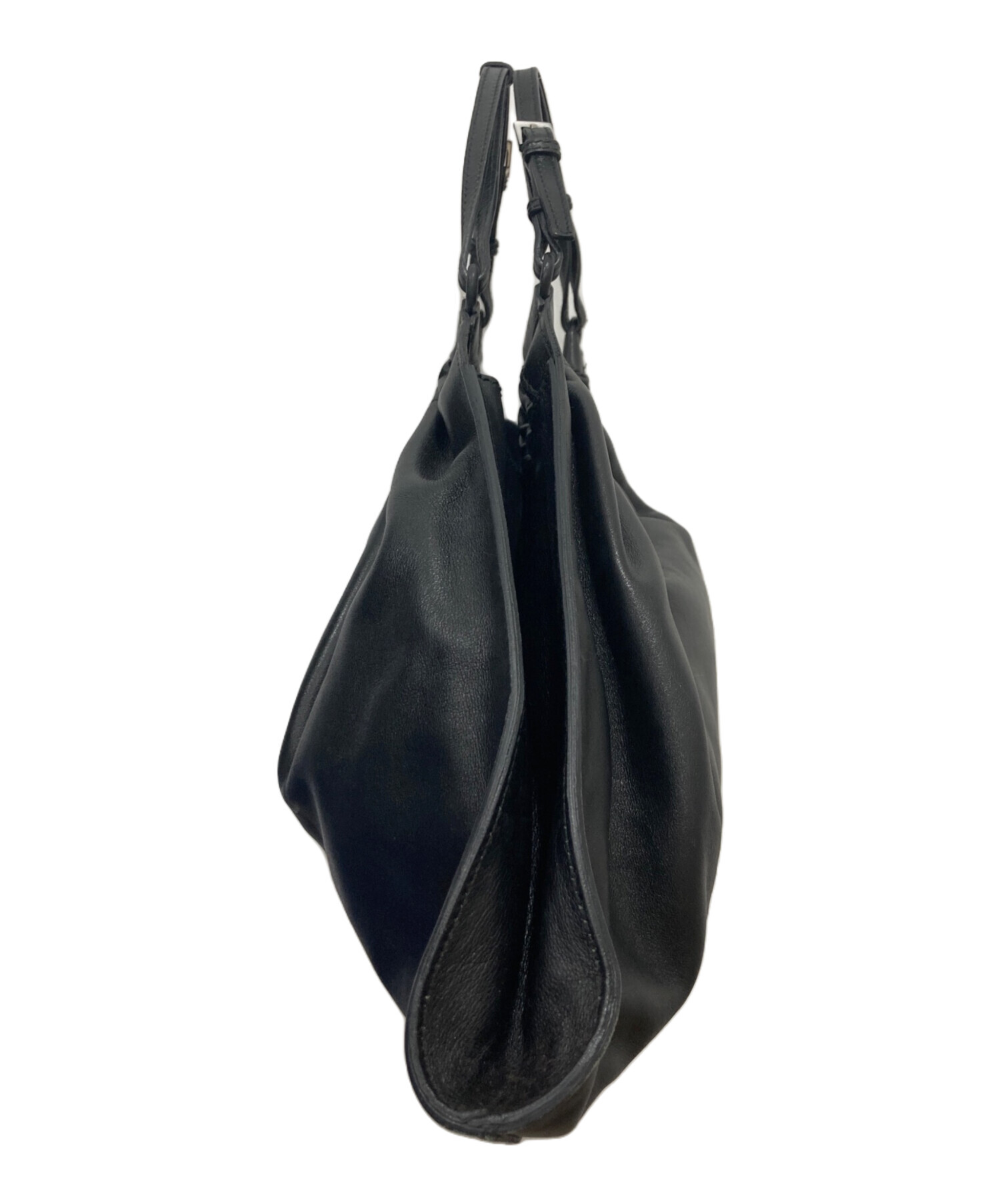 中古・古着通販】GUCCI (グッチ) レザーハンドバッグ ブラック