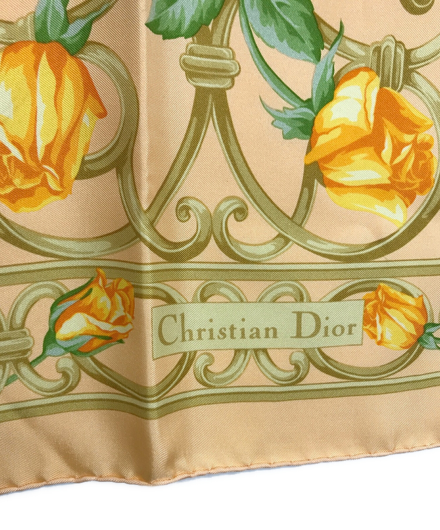 dior ディオール ヴィンテージスカーフ 年代物 花柄 大判 シルク 中古