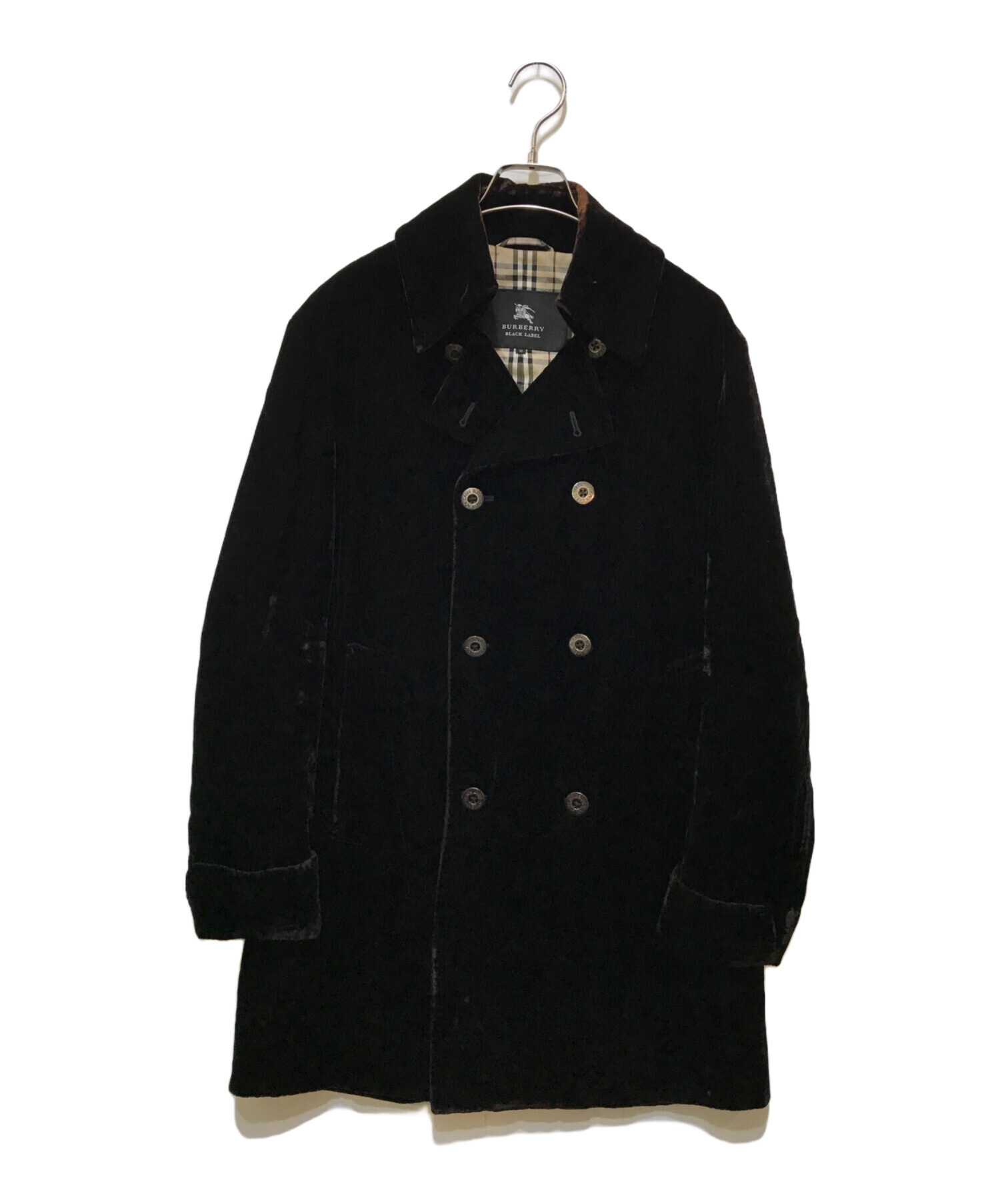 BURBERRY BLACK LABEL ベロア モノグラム チェスターコート 裏地