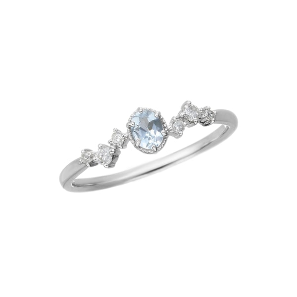K10ホワイトゴールドアクアマリンリング(RFR838)|TSUTSUMI（ジュエリー
