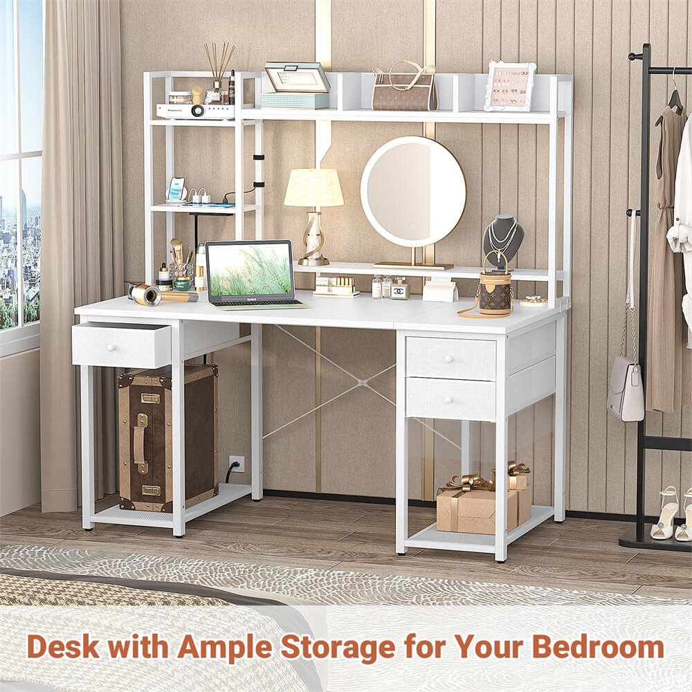 Unikito 47 Inch Computer Desk with Hutch, Gaming Desk with Drawers