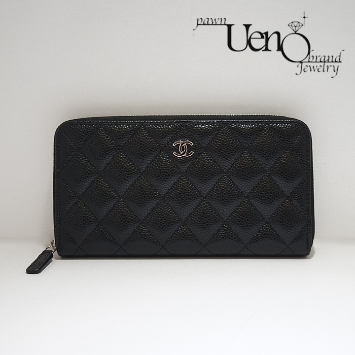 CHANEL シャネル】キャビアスキン クラシック ロングジップウォレット
