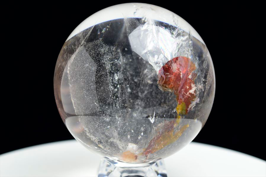 ○虹入り○天然オーラクォーツ（ナチュラルオーラクォーツ）丸玉置物