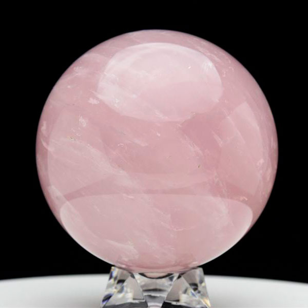 ローズクォーツ 丸玉 置物｜マダガスカル産｜レインボー｜紅石英｜紅水晶