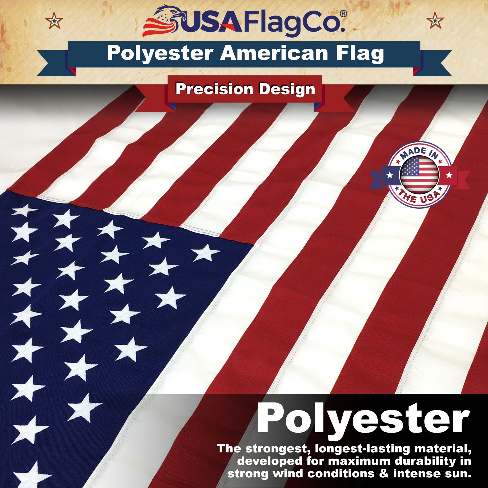 5x8 US Flag: Polyester, Embroidered Stars & Stripes – USA Flag Co.