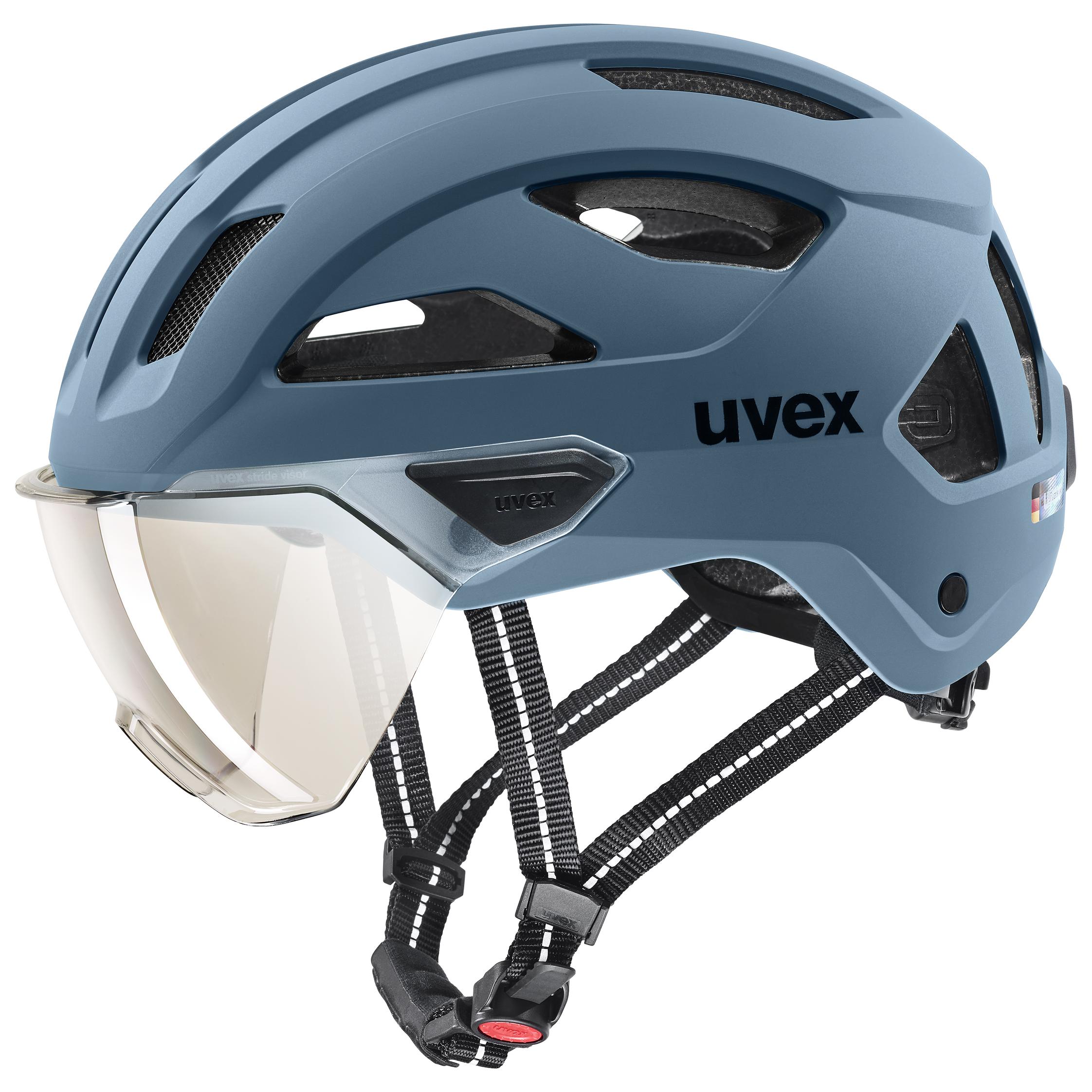 uvex stride visor stone blue matt ltm. silver | Bike helmets