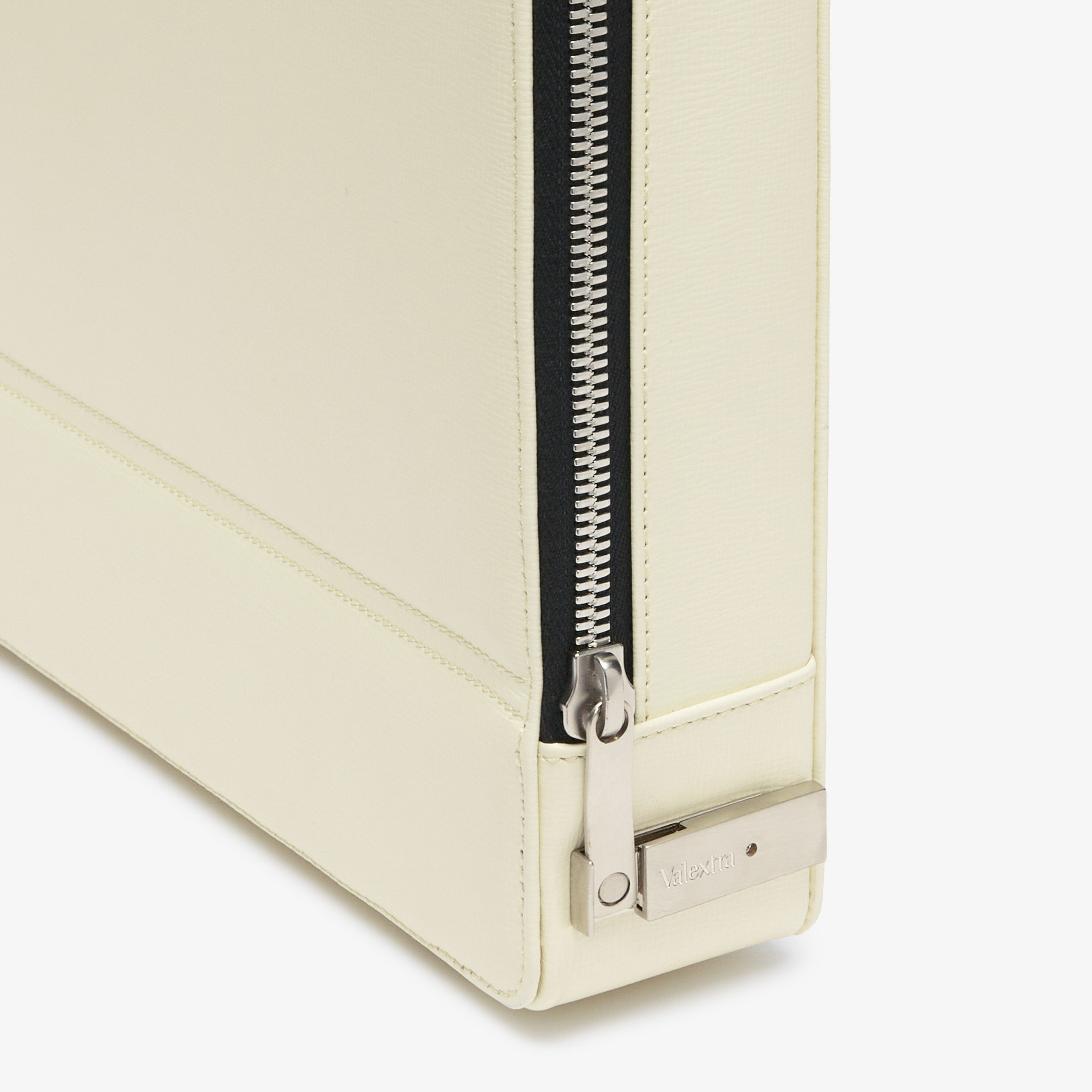 White Leather Medium Briefcase with zip | Valextra Premier
