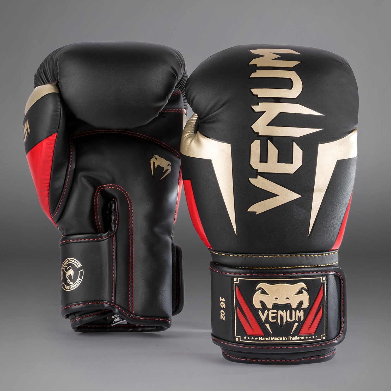 Venum Elite Boxing Gloves - Black/Gold/Red - Venum