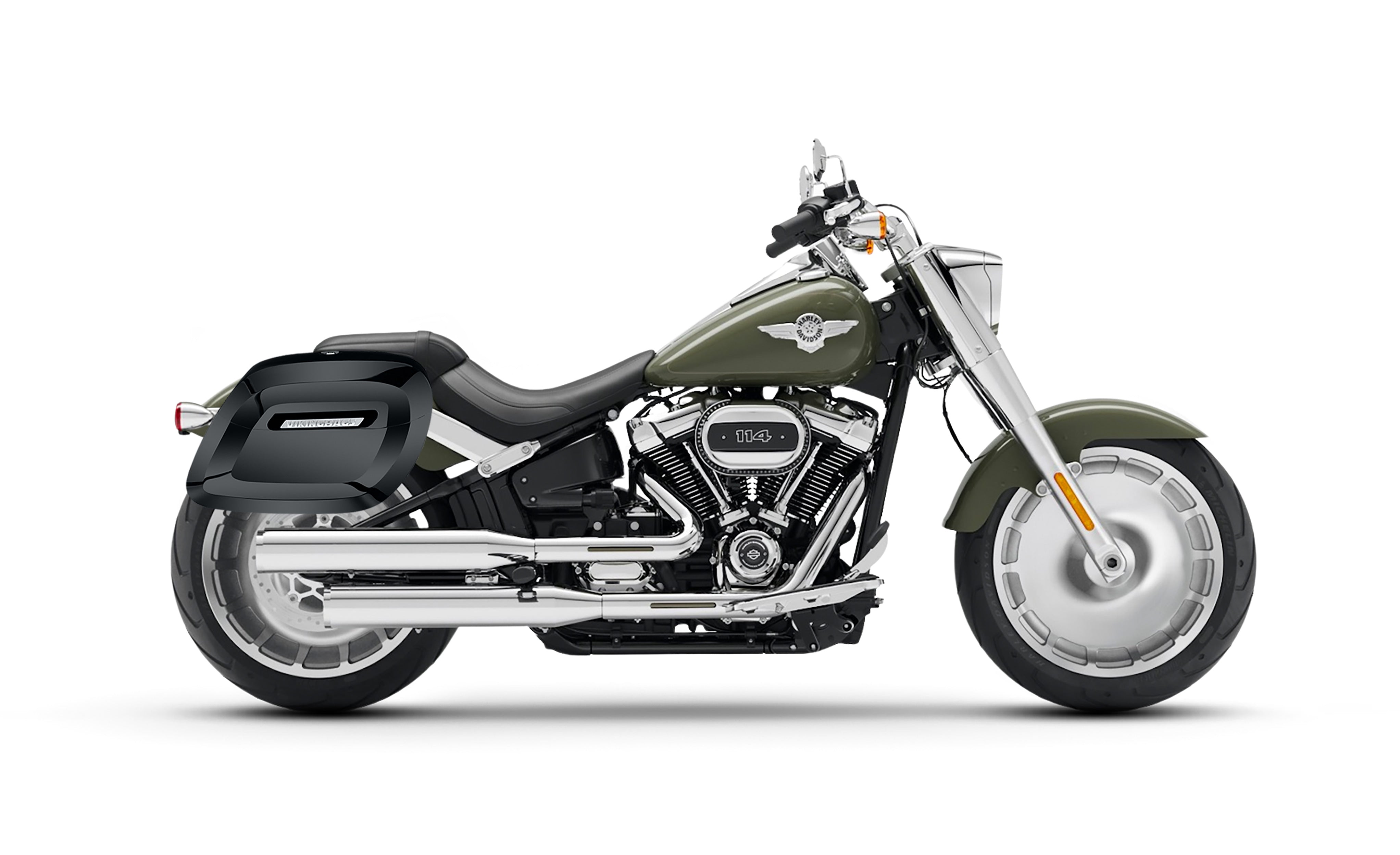 Viking 40L Lamellar Raven XL Harley Softail Fat Boy FLFB/S Painted