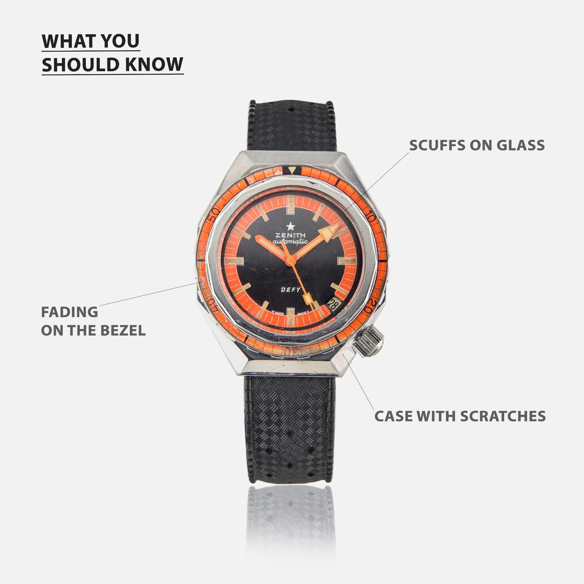 1970s Zenith Plongeur Defy Diver with Orange Dial Ref. A3648