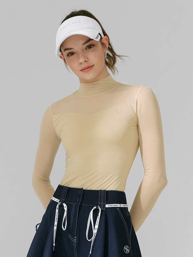 モックネック メッシュMIX ベースレイヤー