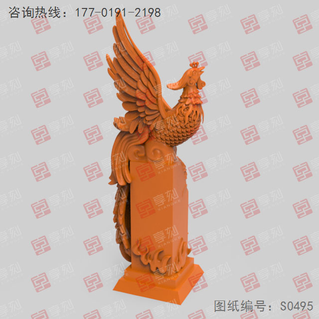 凤凰雕塑玉石3d模型图stl_享刻五轴雕刻机-广州享刻
