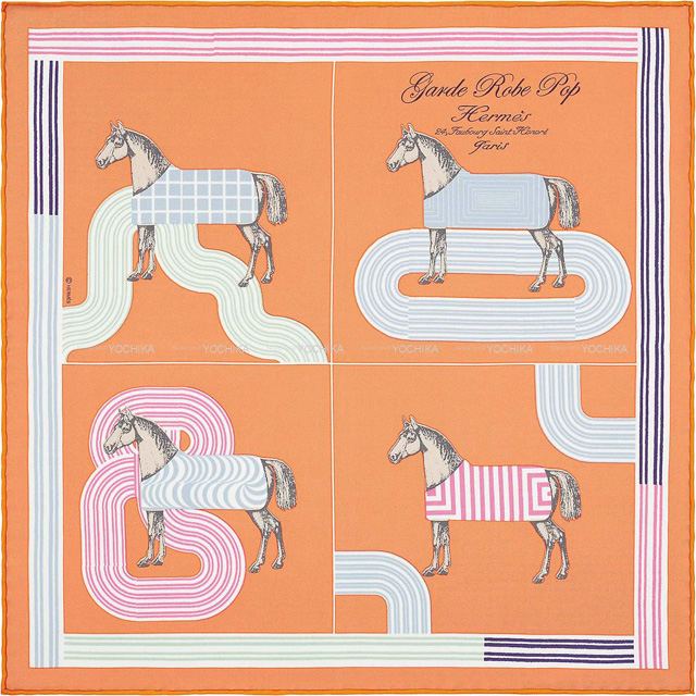 HERMES エルメス スカーフ カレ45 ガヴロッシュ ガルドローブポップ