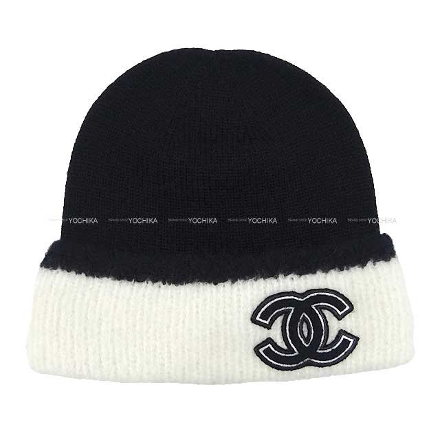CHANEL シャネル ニットキャップ ココマーク ワッペン付 黒 (ブラック