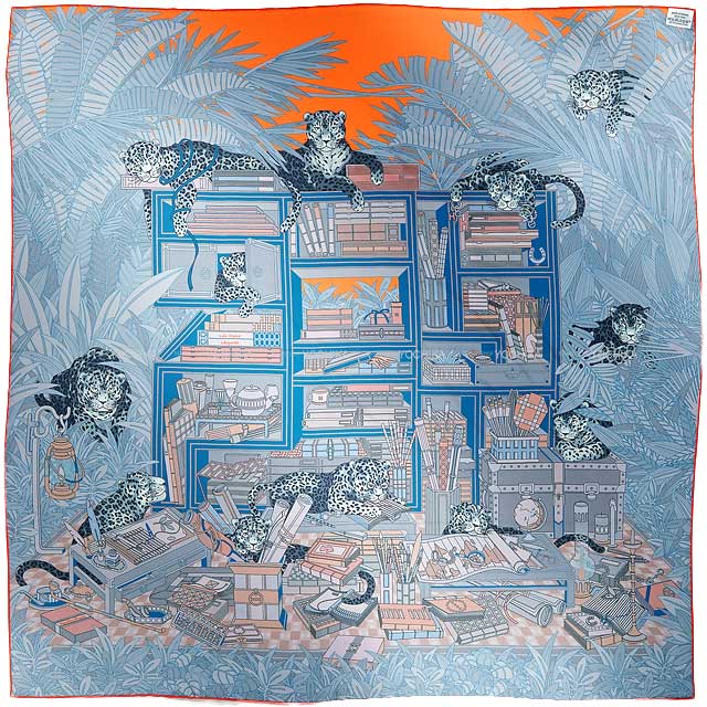 HERMES エルメス スカーフ カレ90 ダブルフェイス 12頭のレオパード