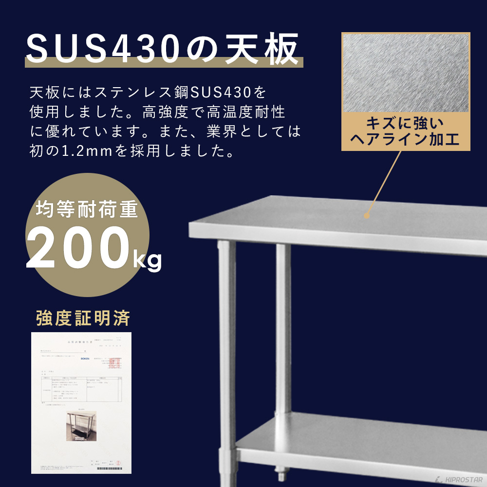 ステンレス作業台 板厚1.2mmモデル 750×600×850 業務用