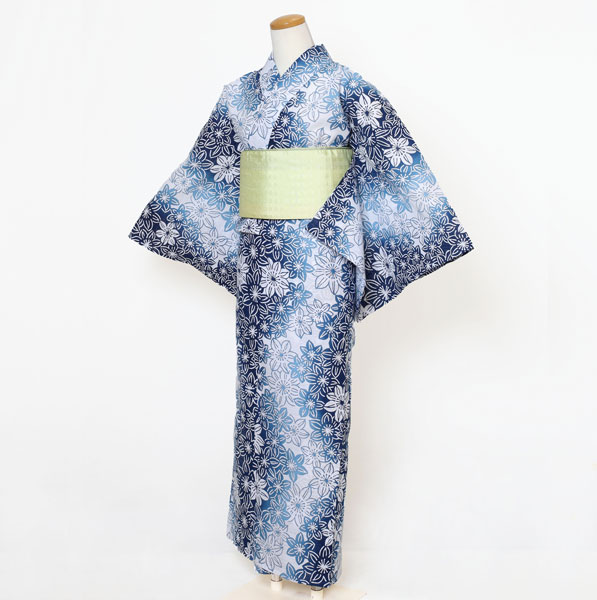 仕立上り】【日本製】【注染(本染め)】【浴衣単品】水面に広がる花の影